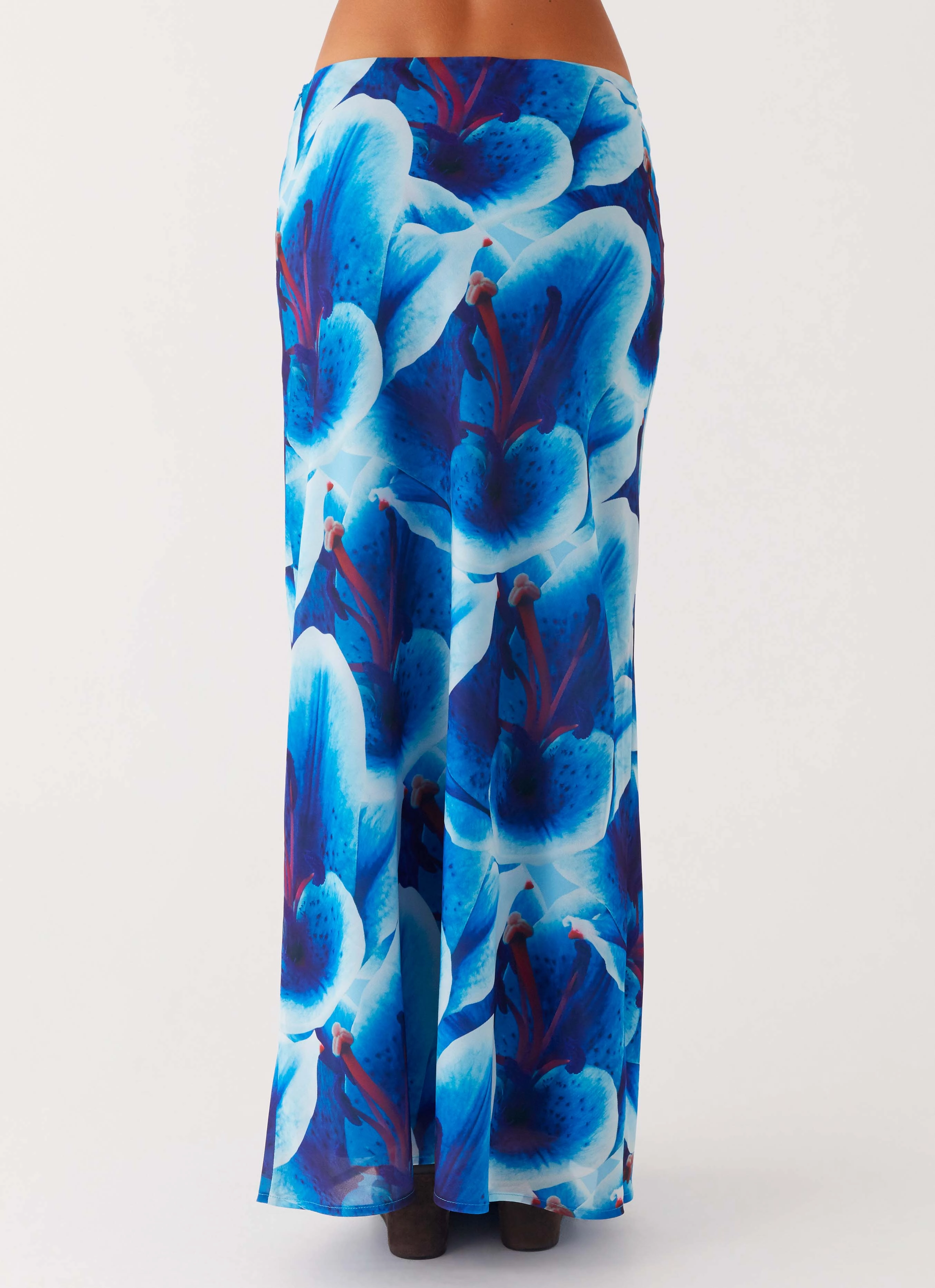 Another Life Chiffon Maxi Skirt - Turquoise Floral Midi length Travel Ready