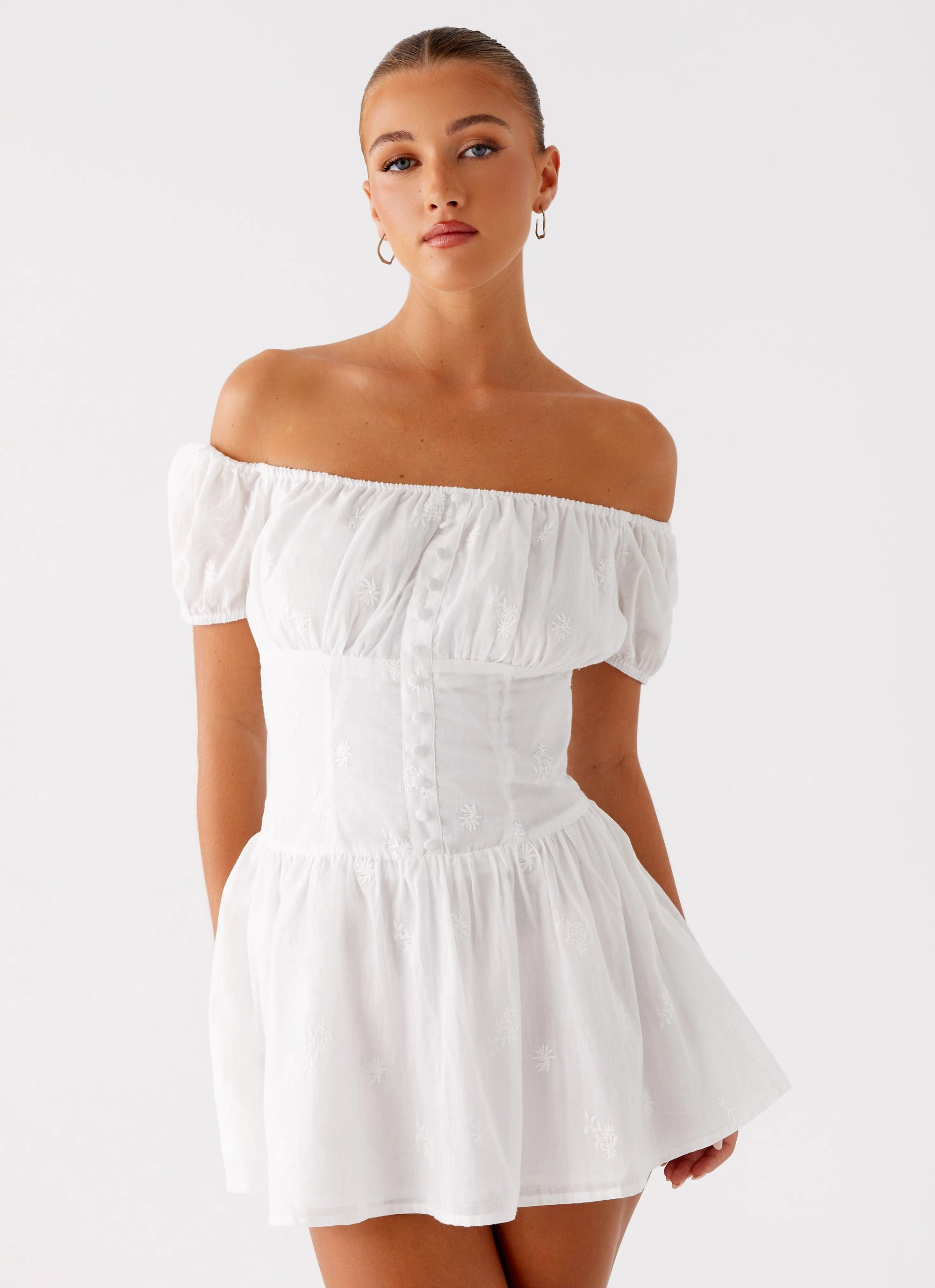 Anthem Mini Dress - Ivory Garden-Party Edge Detail