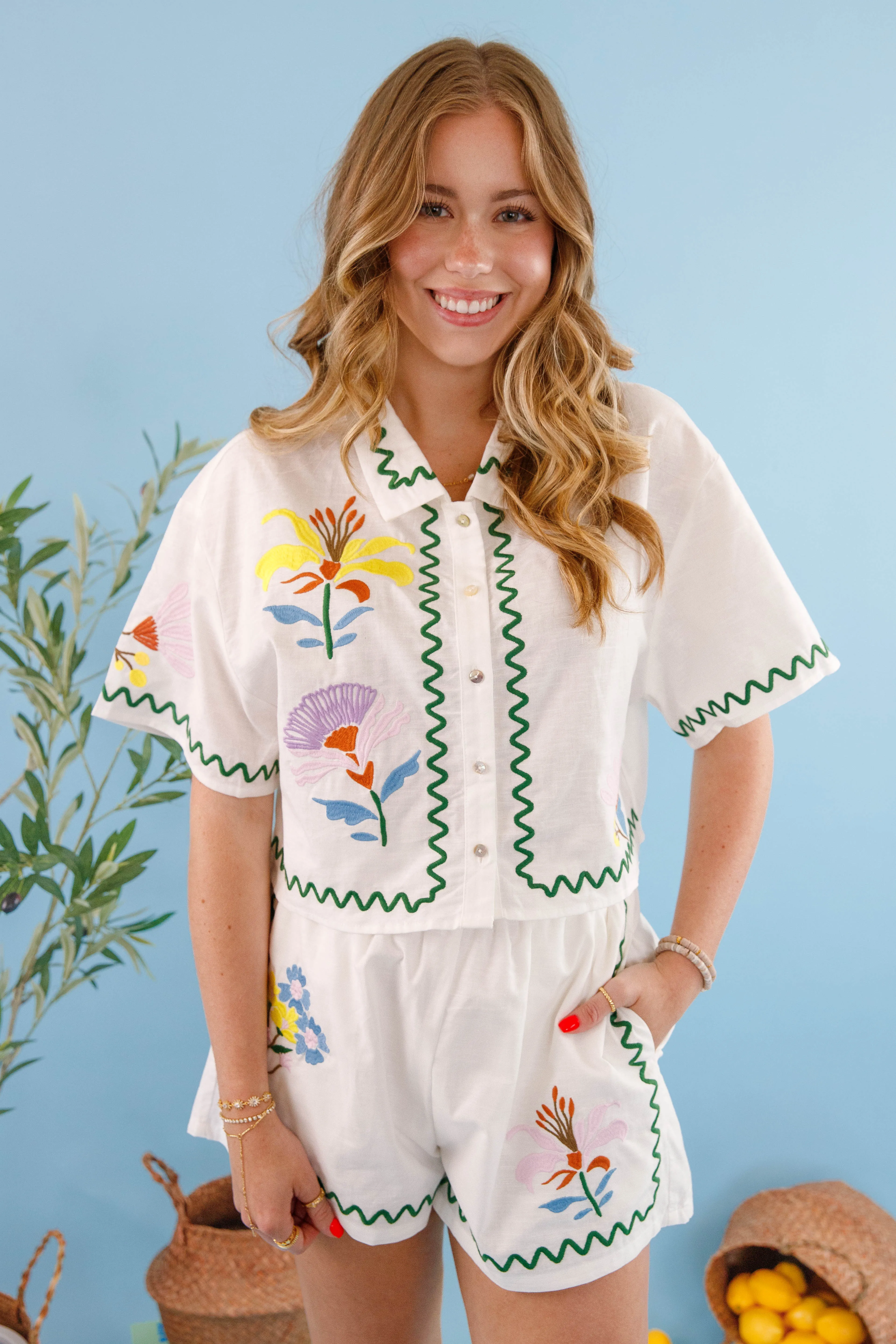 Summer Revival Button Down Top NonFadeFinish