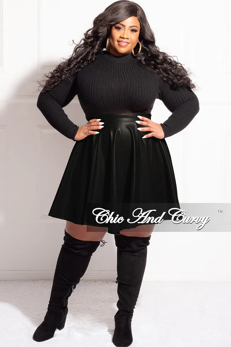Final Sale Plus Size Faux Leather Skirt in Black LightweightWeave Adjustable Belt Loops