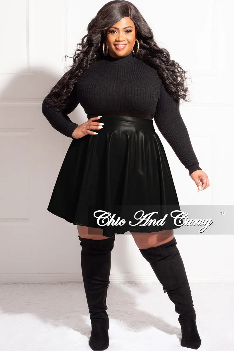 Final Sale Plus Size Faux Leather Skirt in Black Yoga Ready