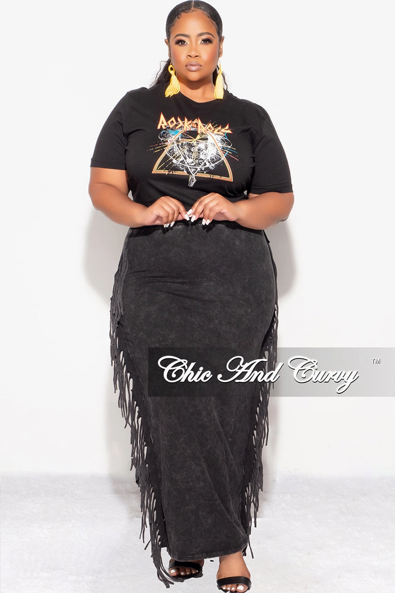 Final Sale Plus Size Rock N Roll Crop Top in Black Mesh Lined Universal Fit System