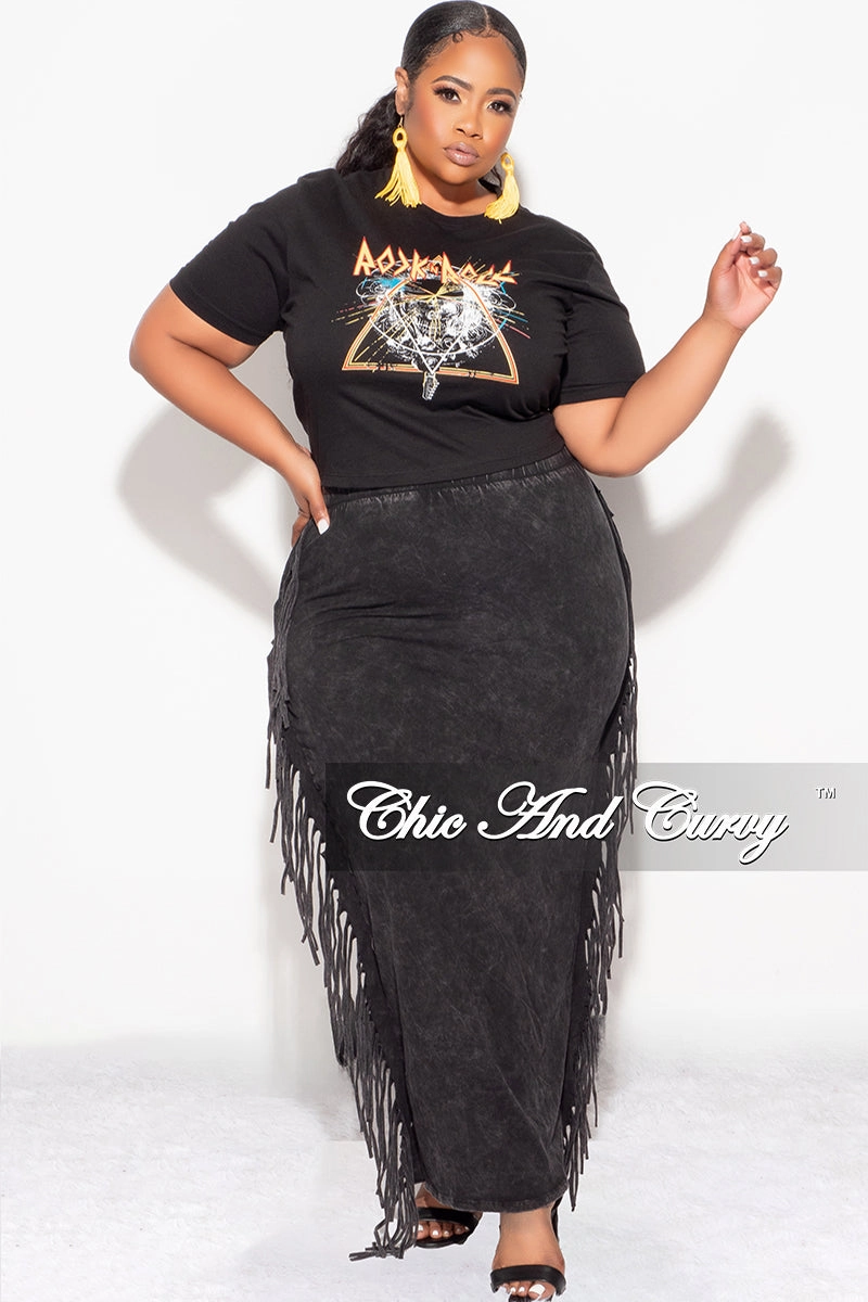 Flattering Design Wear Stay Comfortable Final Sale Plus Size Rock N Roll Crop Top in Black