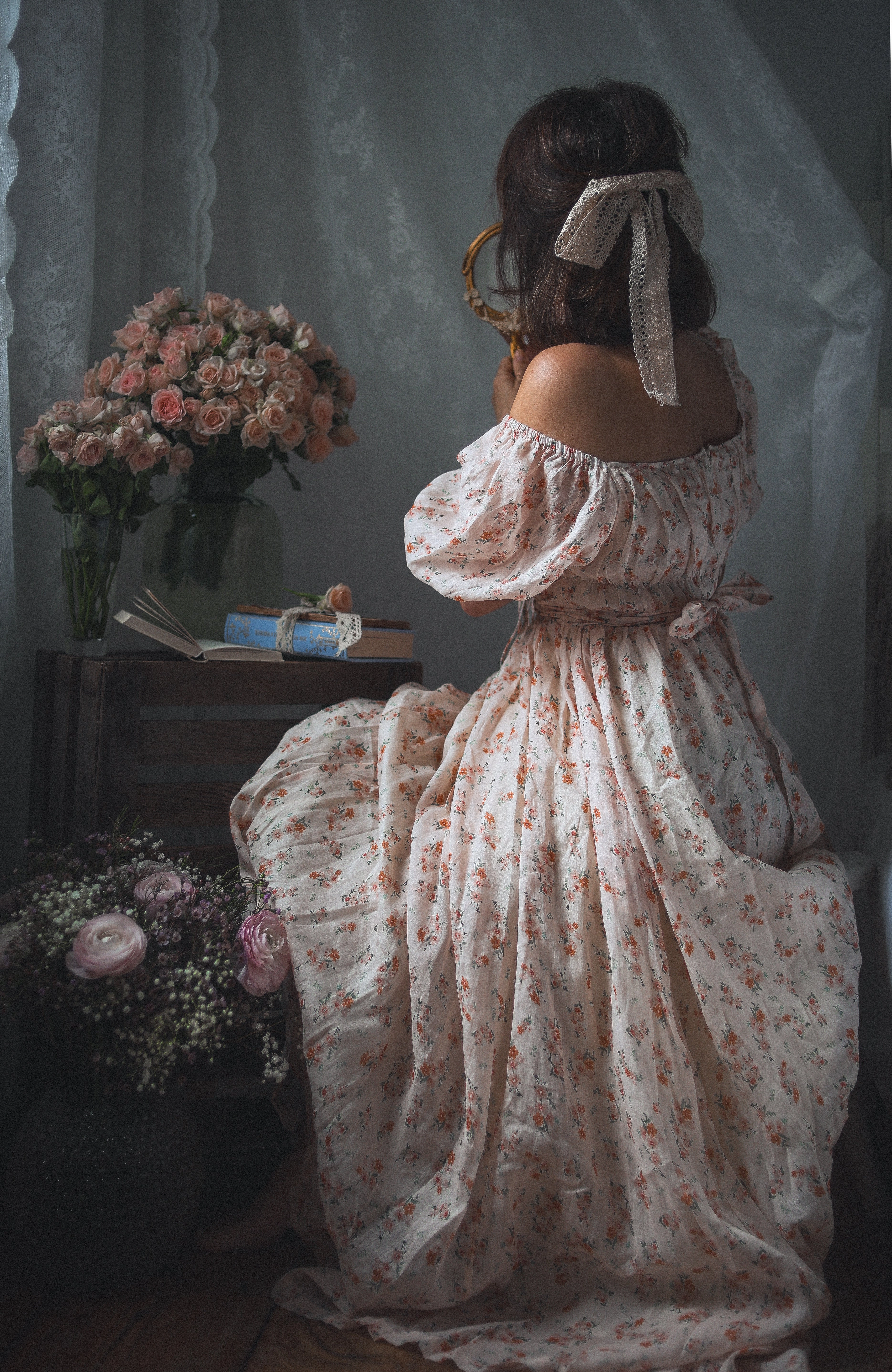 Alice 19 | Floral linen dress Tapered Look