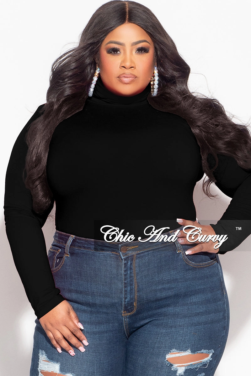 Moisture Wicking Technology Final Sale Plus Size Turtleneck in Black