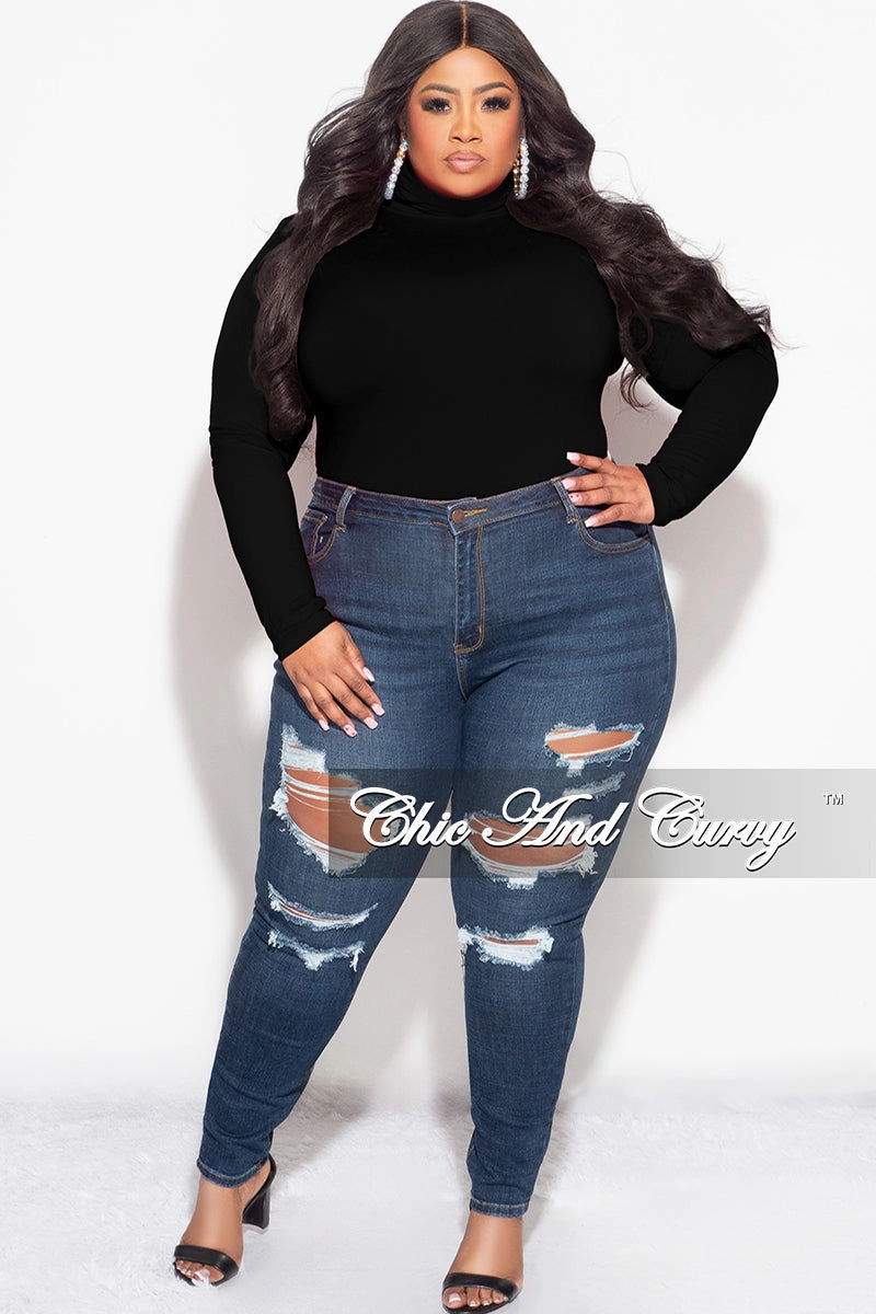 Final Sale Plus Size Turtleneck in Black Reinforced Stress Points