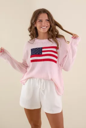 RESTOCK: All American Sweater-Blush Durable Chainstitch