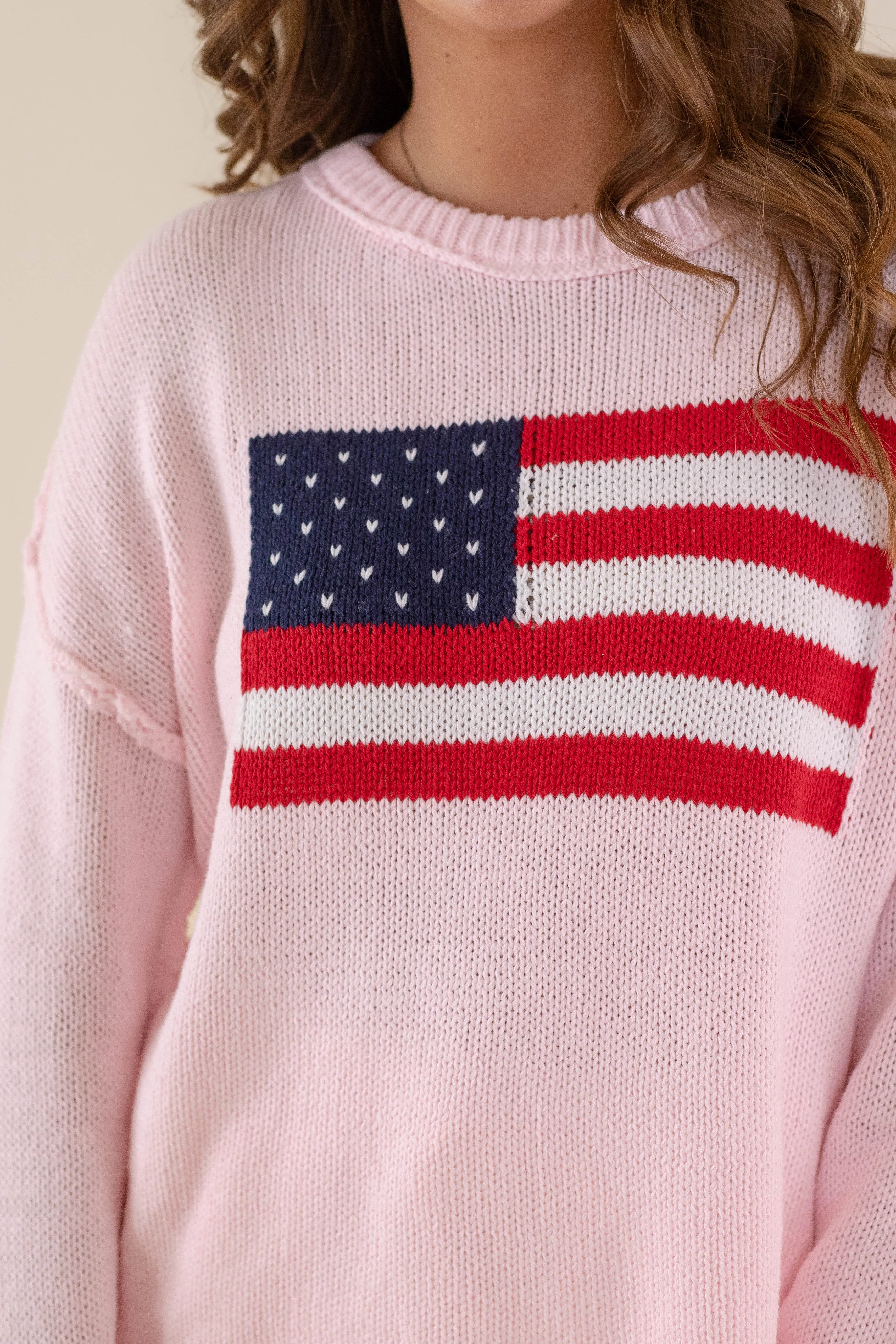 RESTOCK: All American Sweater-Blush Lightweight Material
