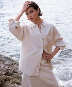 DualLayer Weave Linen Colby Shirt