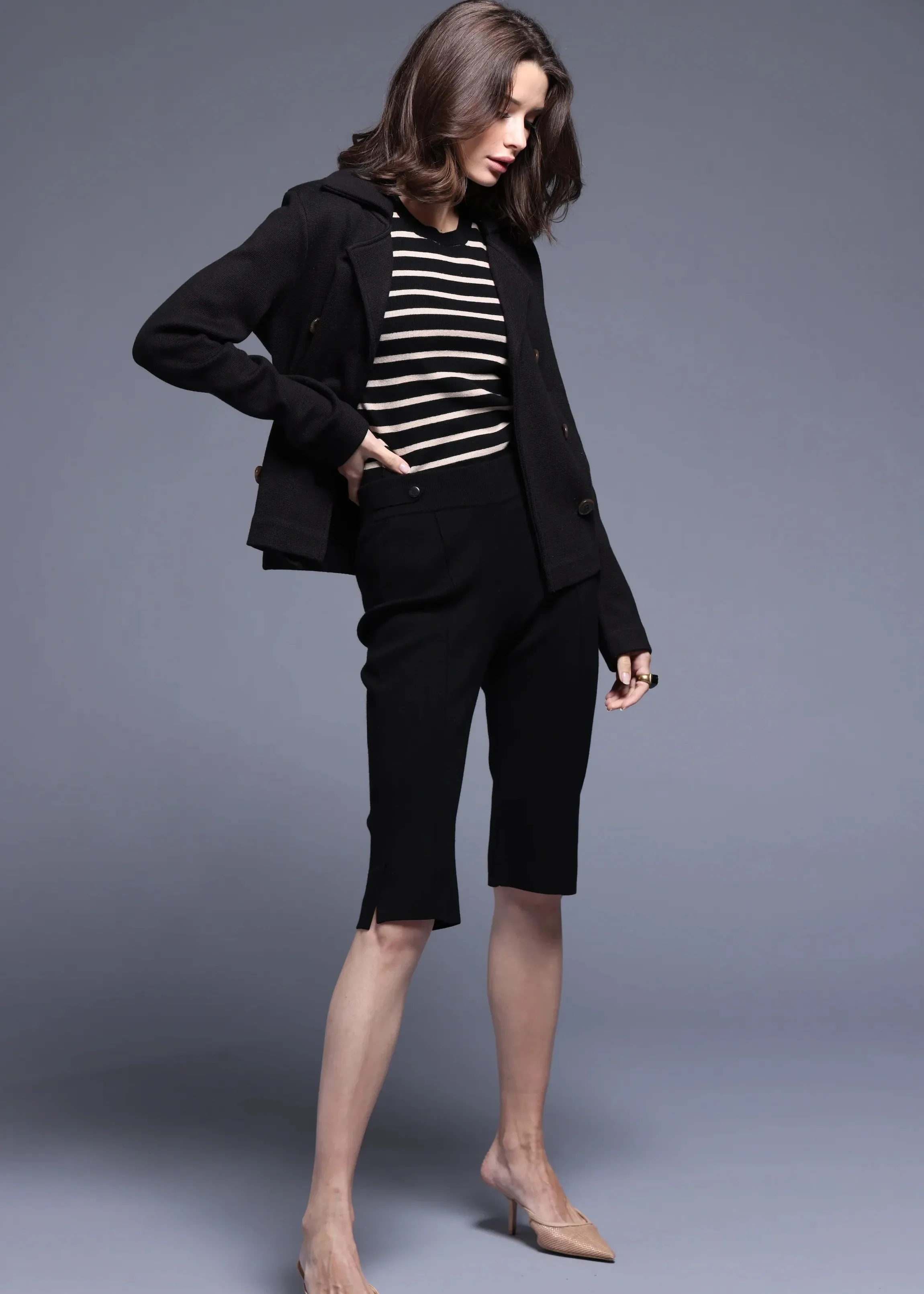 Minnie Rose Viscose Skinny Capri Pants Slim Shape