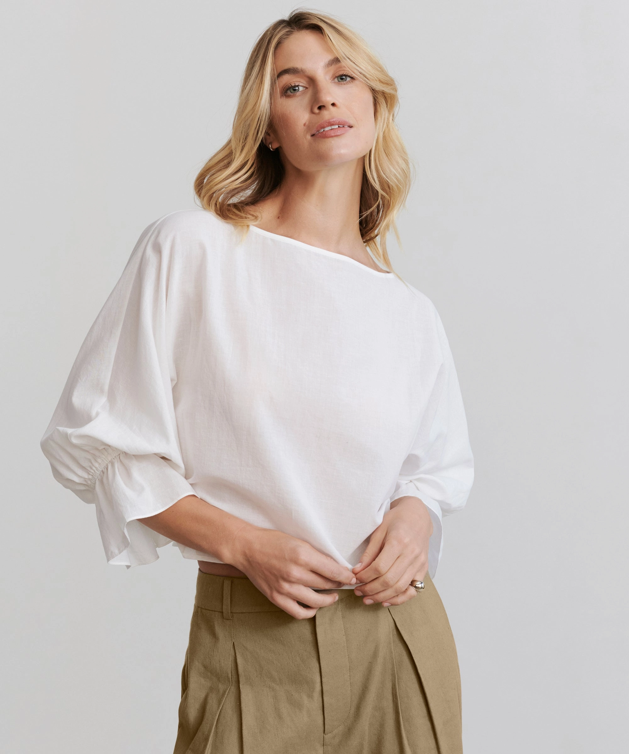 Wrinkle Resistant Textile Cape Blouse