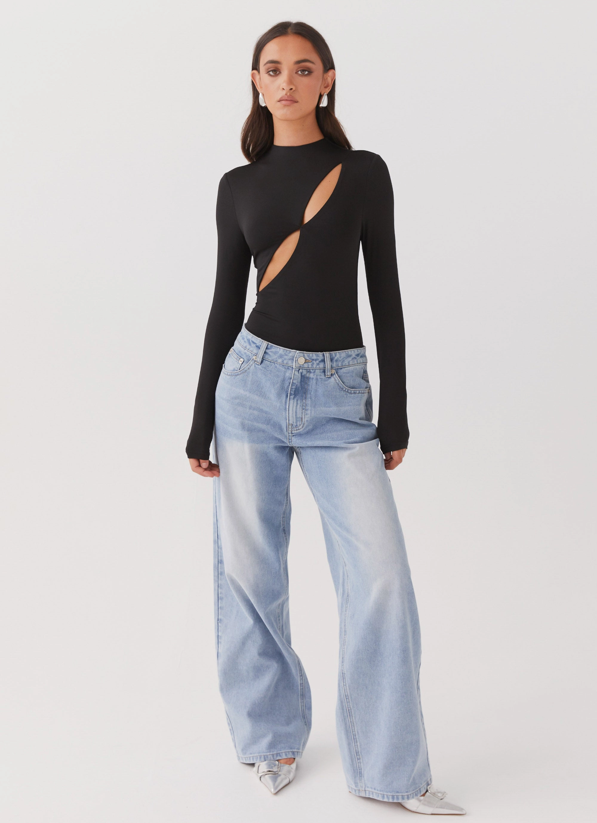 Stylish Jacket Chic Cardigan Special Affair Long Sleeve Bodysuit - Black