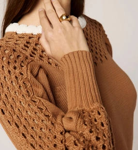 Anwen Sweater | Brown/Ivory Moisture Management