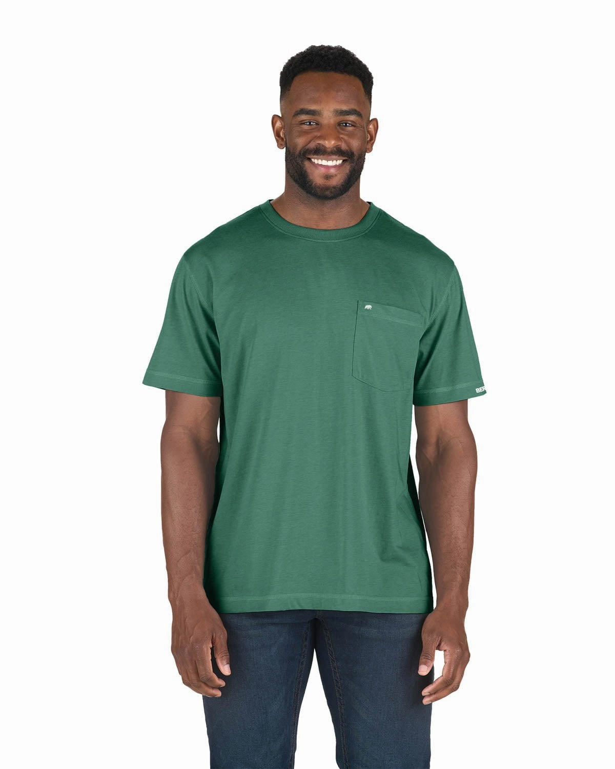 Berne Mens Pine Cotton Blend Light Performance Tee S/S Team Building High Neck