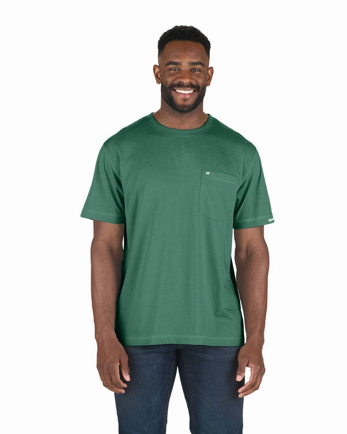 Day-To-Night Wear Berne Mens Pine Cotton Blend Light Performance Tee S/S