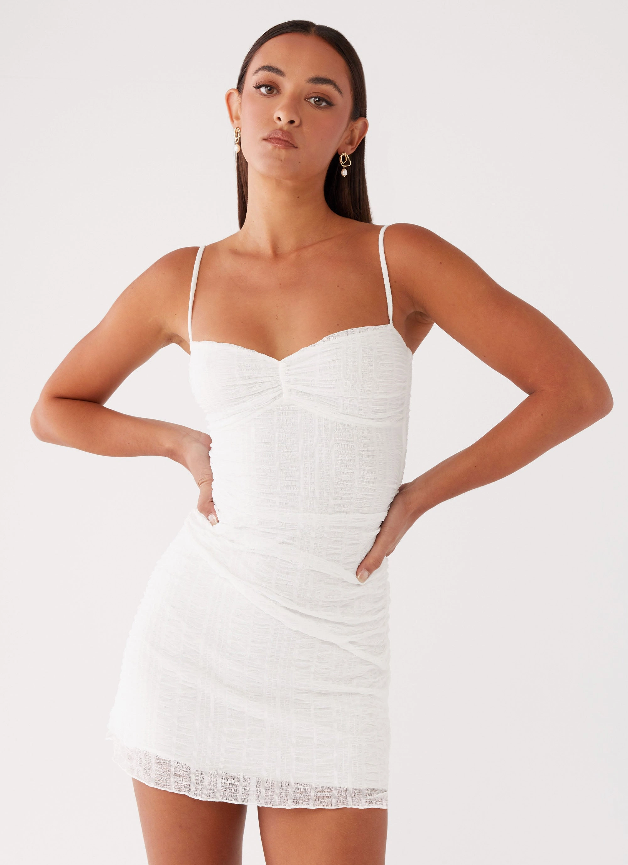 and Effortless fit dress. Artistic Shape Arden Mesh Mini Dress - White