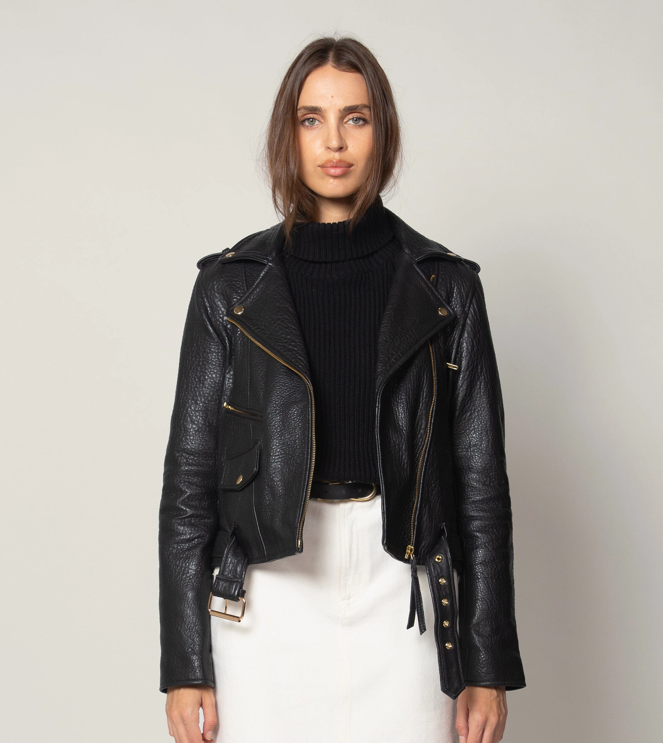 Asher Leather Jacket | Black Layerable Look Moisture Management