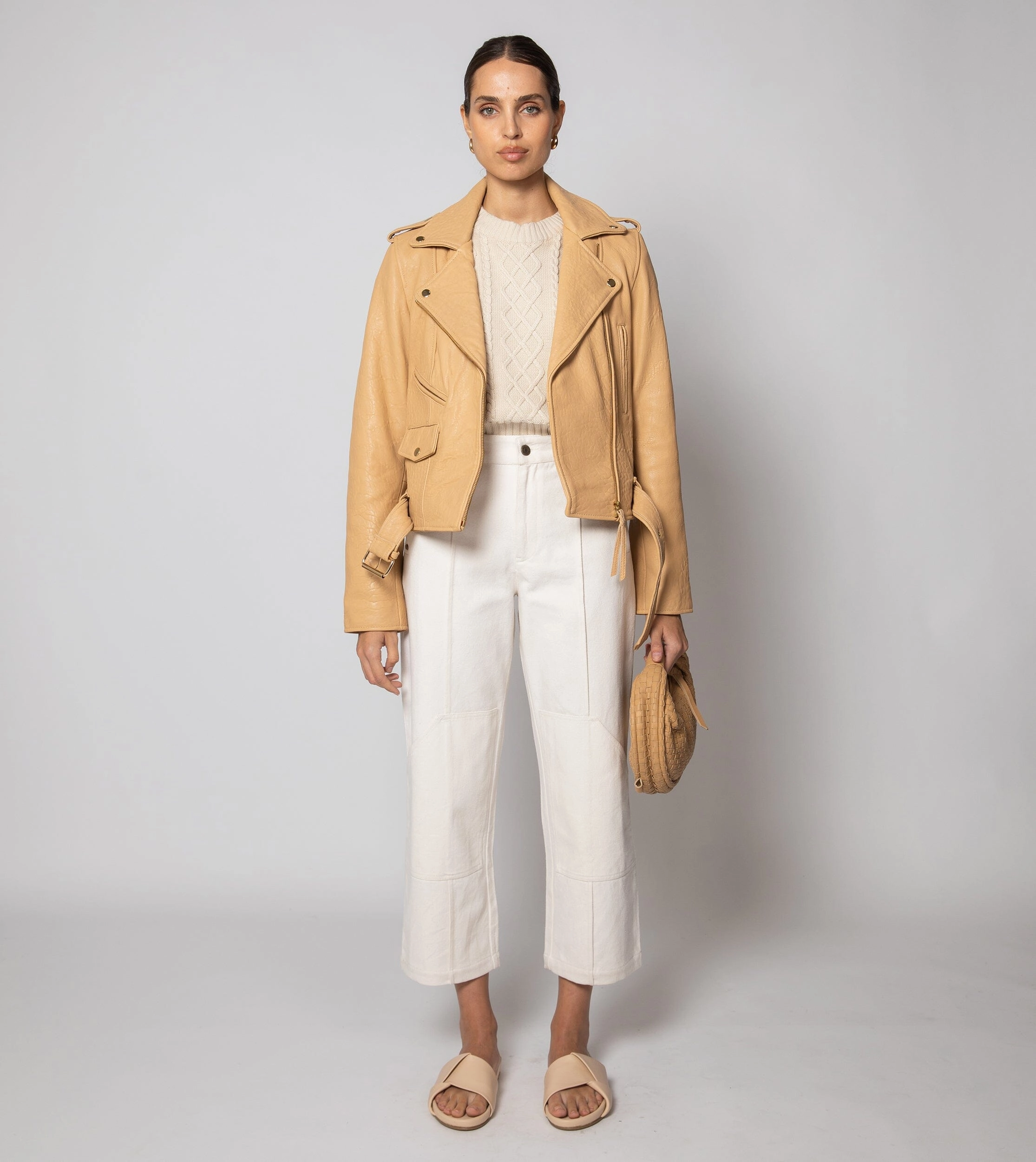 Asher Leather Jacket | Tan Comfortable fit skinny but not tight