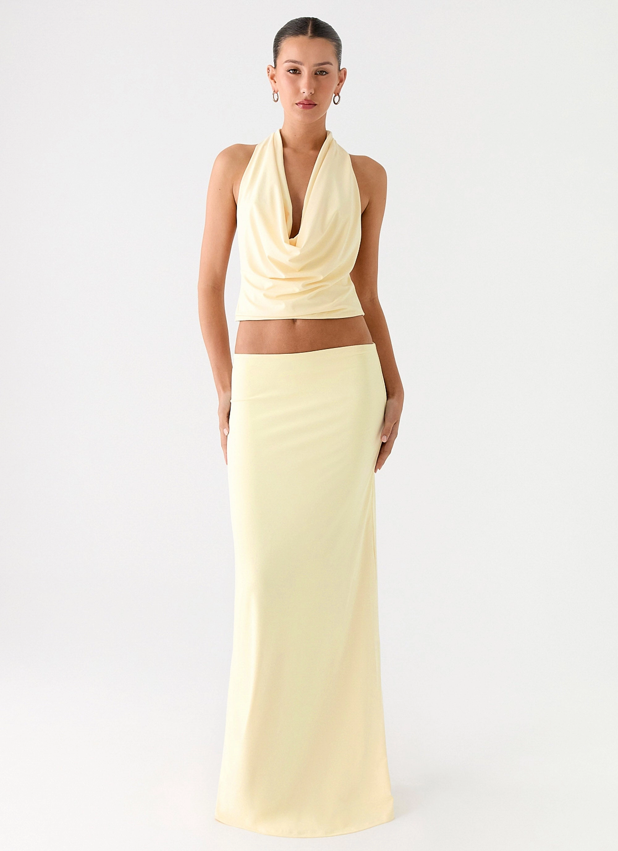 Minimal Vibes Seamless Design Ashi Maxi Skirt - Yellow