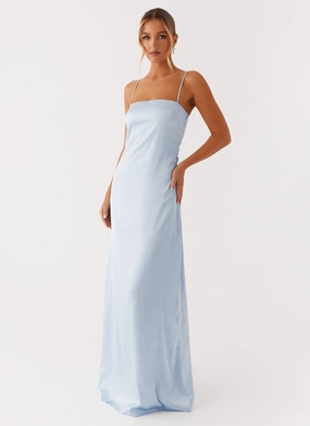 Aster Bloom Maxi Dress - Blue Feminine Mood Mom Chic