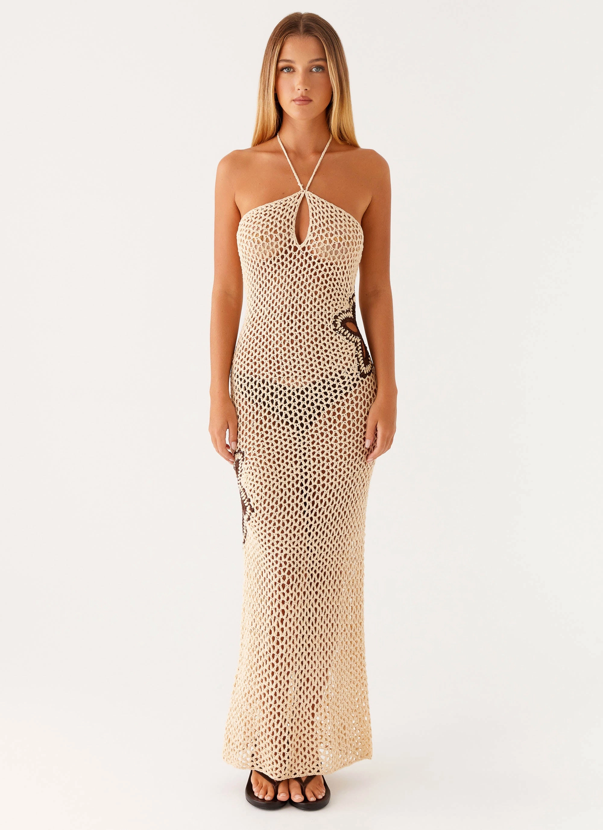 Lightweight Piece Structured-Shape Aster Crochet Maxi Dress - Pastel Yellow