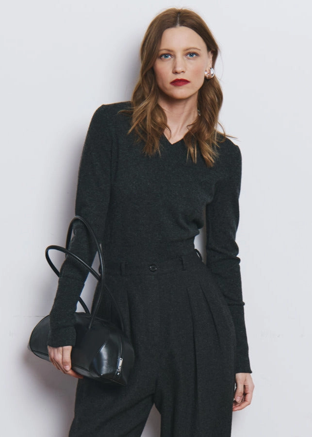 Autumn Cashmere V Neck Sweater with Cuffs Cold Trend