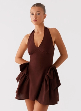Avalo Mini Dress - Chocolate Bold Design Sister Charm