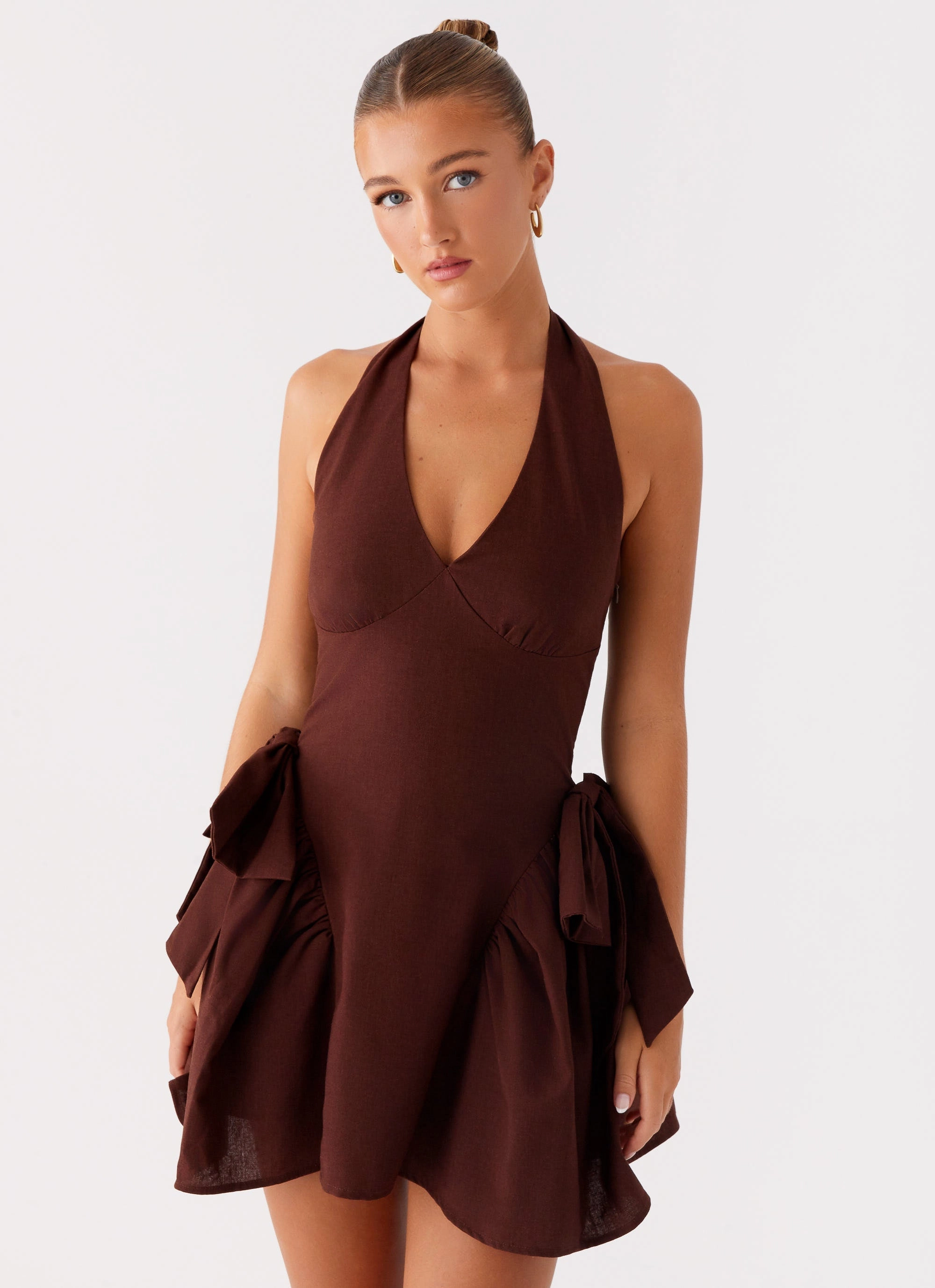 Avalo Mini Dress - Chocolate Urban Cool Short Sleeve