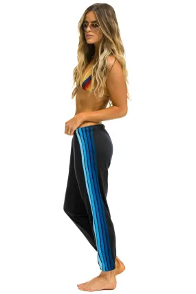 Aviator Nation 5 Stripe Sweatpants - Charcoal / Blue AdjustableTabs Breathable mesh design