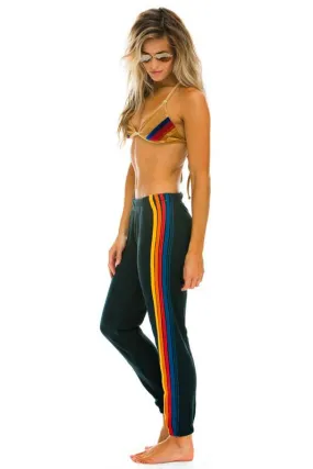 Laser Cut Edges Essential Wear Aviator Nation 5 Stripe Sweatpants in Charcoal