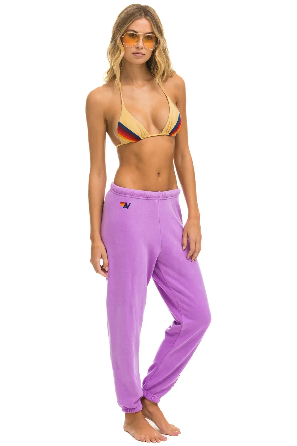 Aviator Nation 5 Stripe Sweatpants -Neon Purple/ Pink Sport Performance