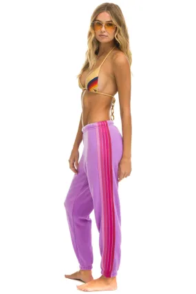 Quick Change Perfectly Relaxed Aviator Nation 5 Stripe Sweatpants -Neon Purple/ Pink
