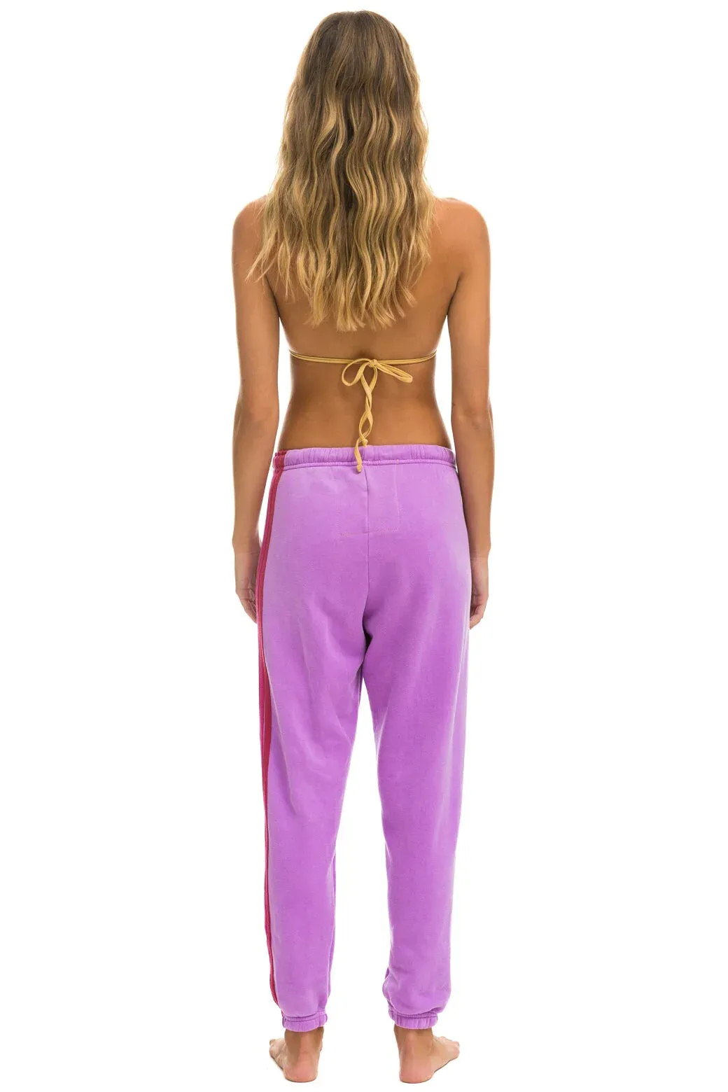 Aviator Nation 5 Stripe Sweatpants -Neon Purple/ Pink Quick Release Buckle