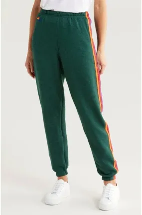 Aviator Nation 5 Stripe Women's Sweatpant Forest/Purple Orange AntiStaticTreatment