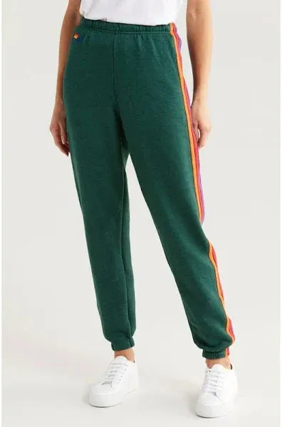 Aviator Nation 5 Stripe Women's Sweatpant Forest/Purple Orange AntiStaticTreatment