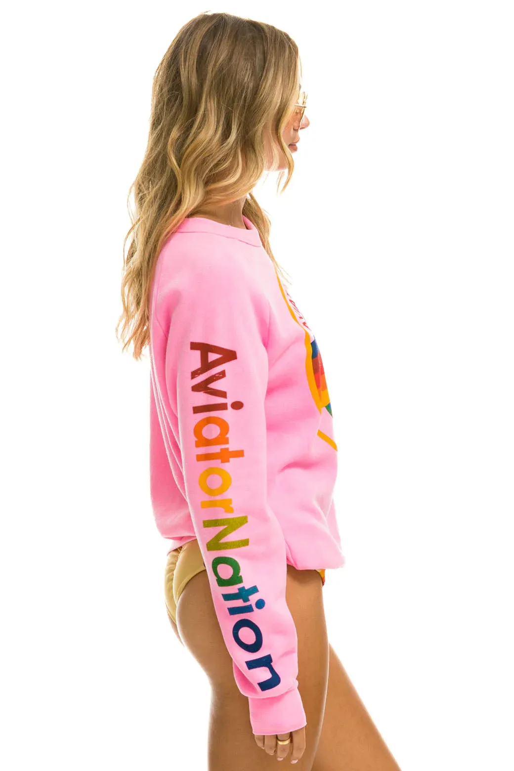 Aviator Nation CREW SWEATSHIRT - Neon Pink Relaxed Tee