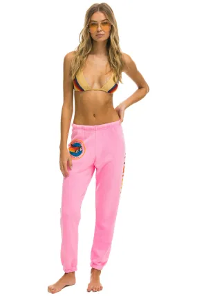 Chilly Day Comfort Cozy Lining Aviator Nation Sweatpants - Neon Pink