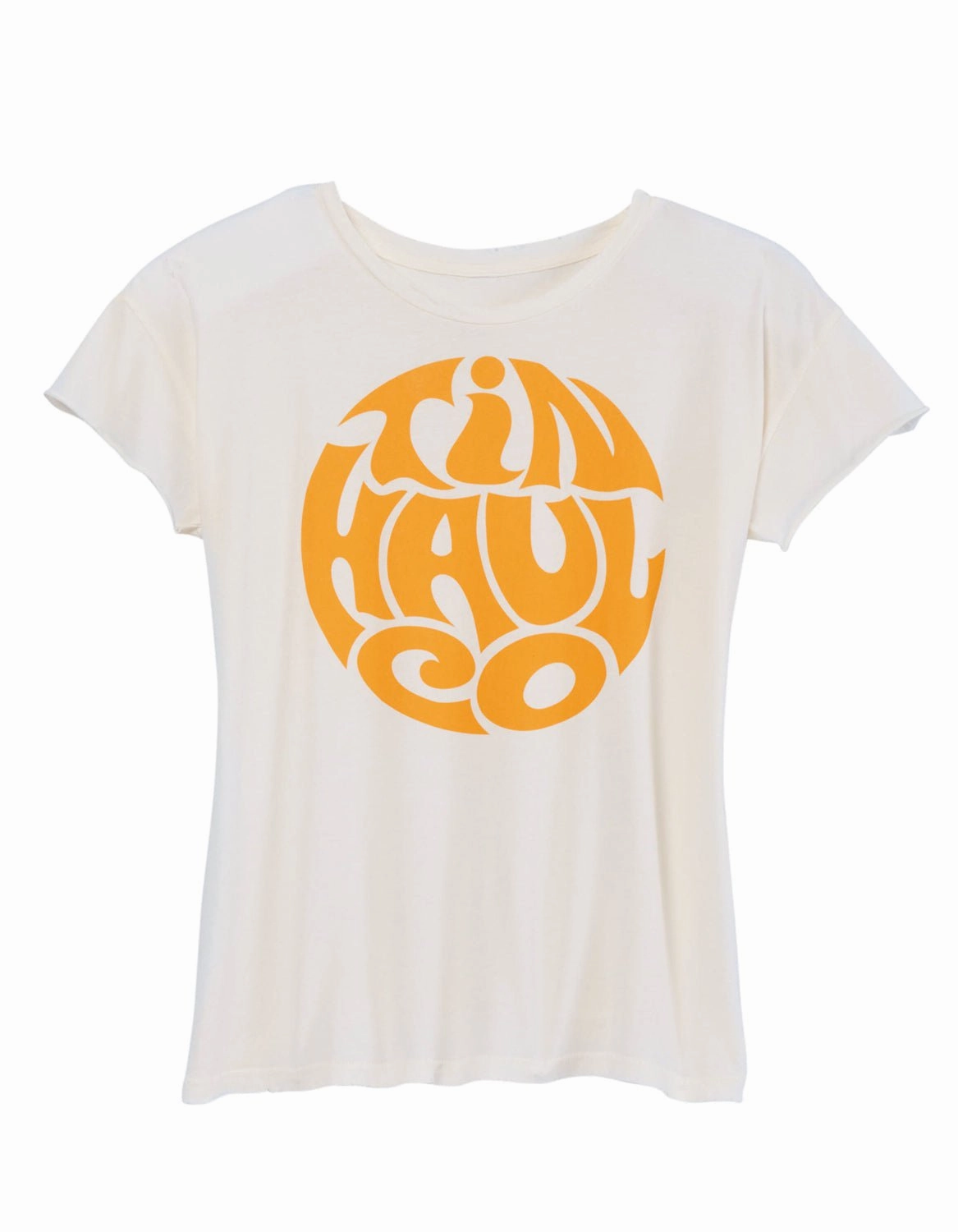 Tin Haul Womens Wavy Circle Print White 100% Cotton S/S T-Shirt Odor Control Fabric