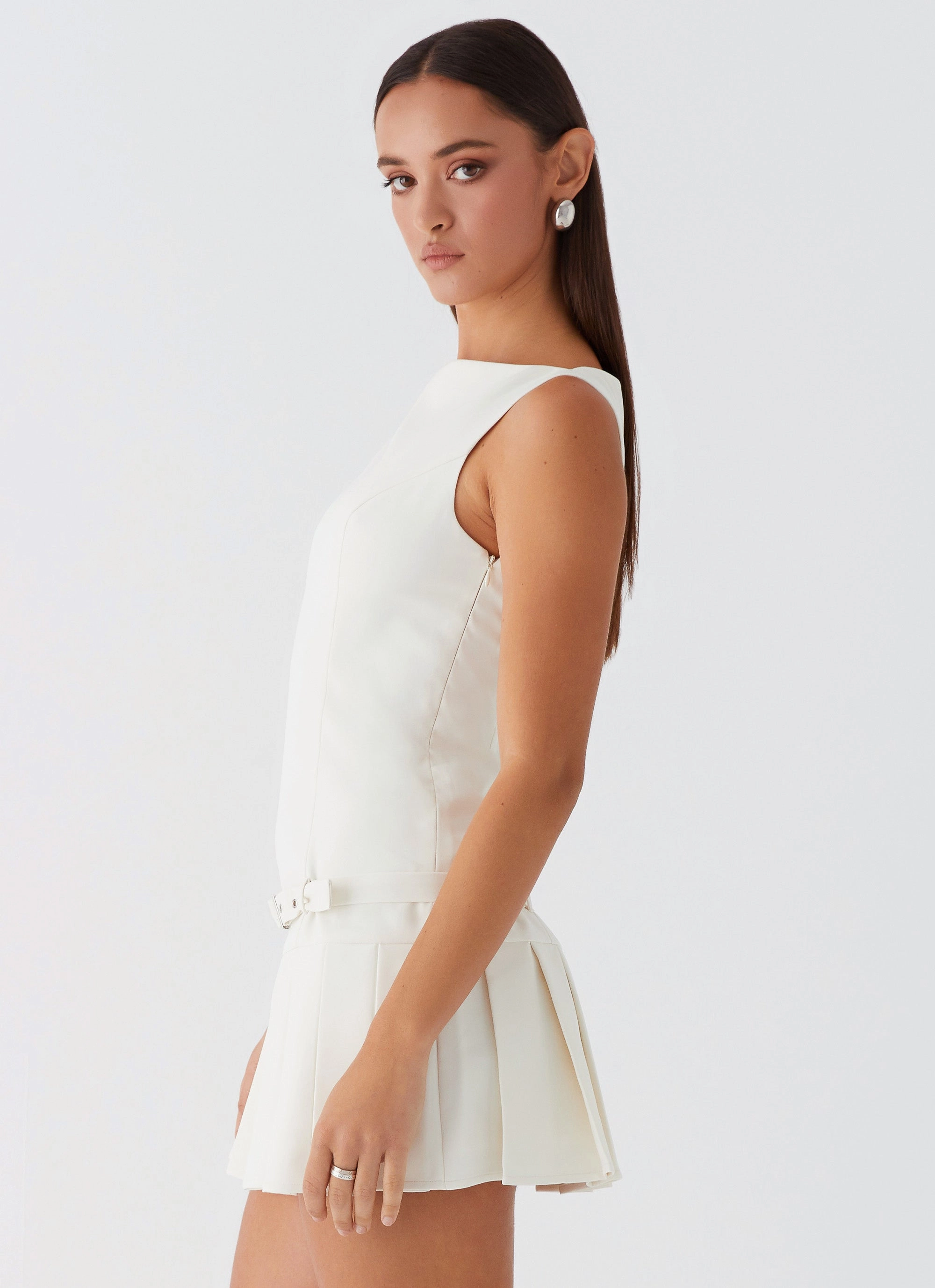No More Excuses Belt Mini Dress - Ivory Smile Glow