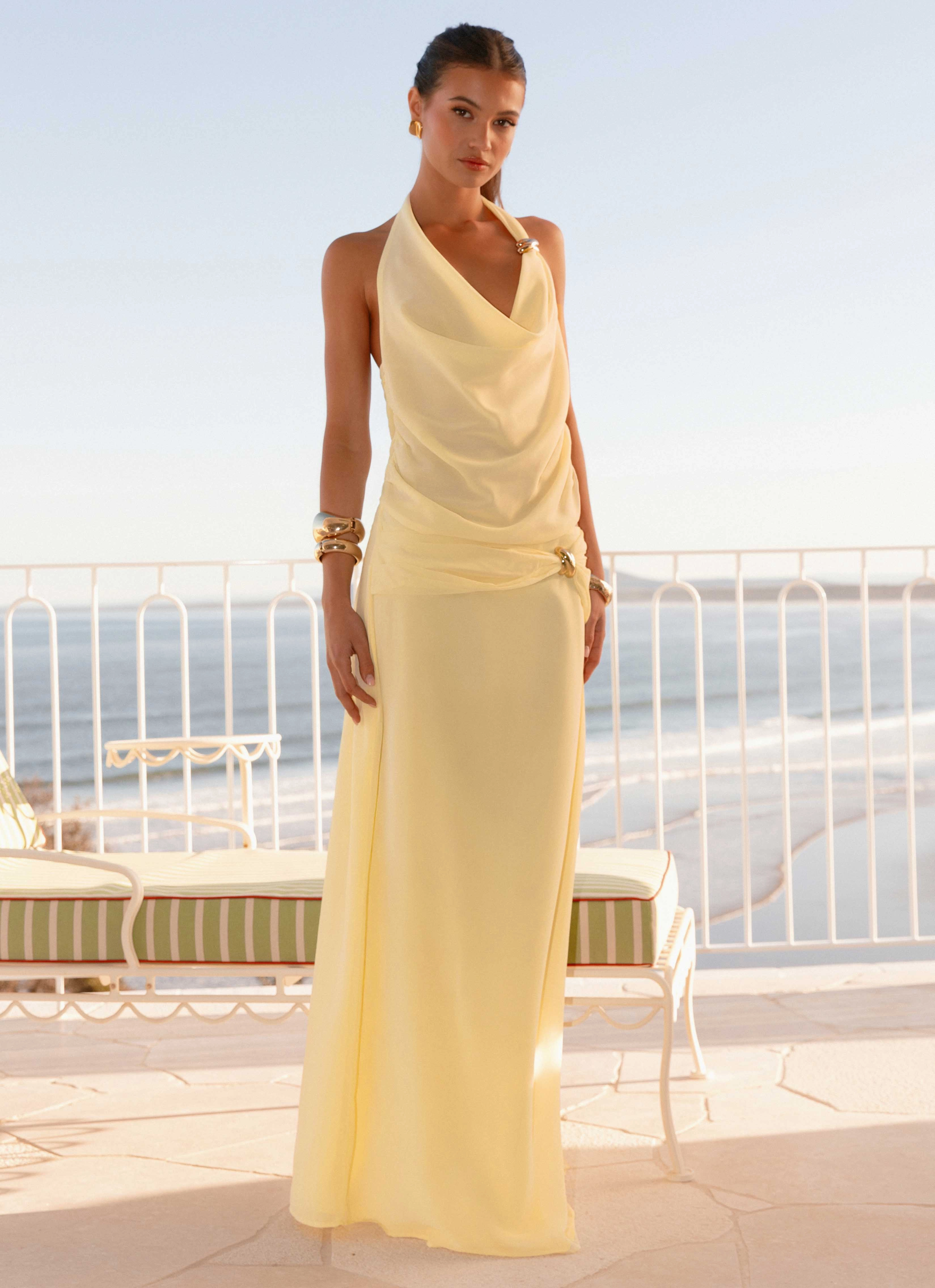 Modern Luxe Water resistant coating Anuhea Cowl Top - Yellow