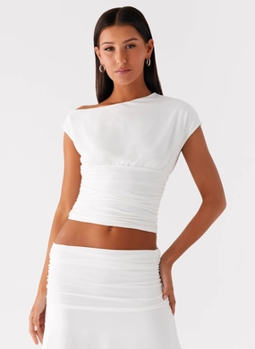 Liana Asymmetrical Top - White Occasion Dressing