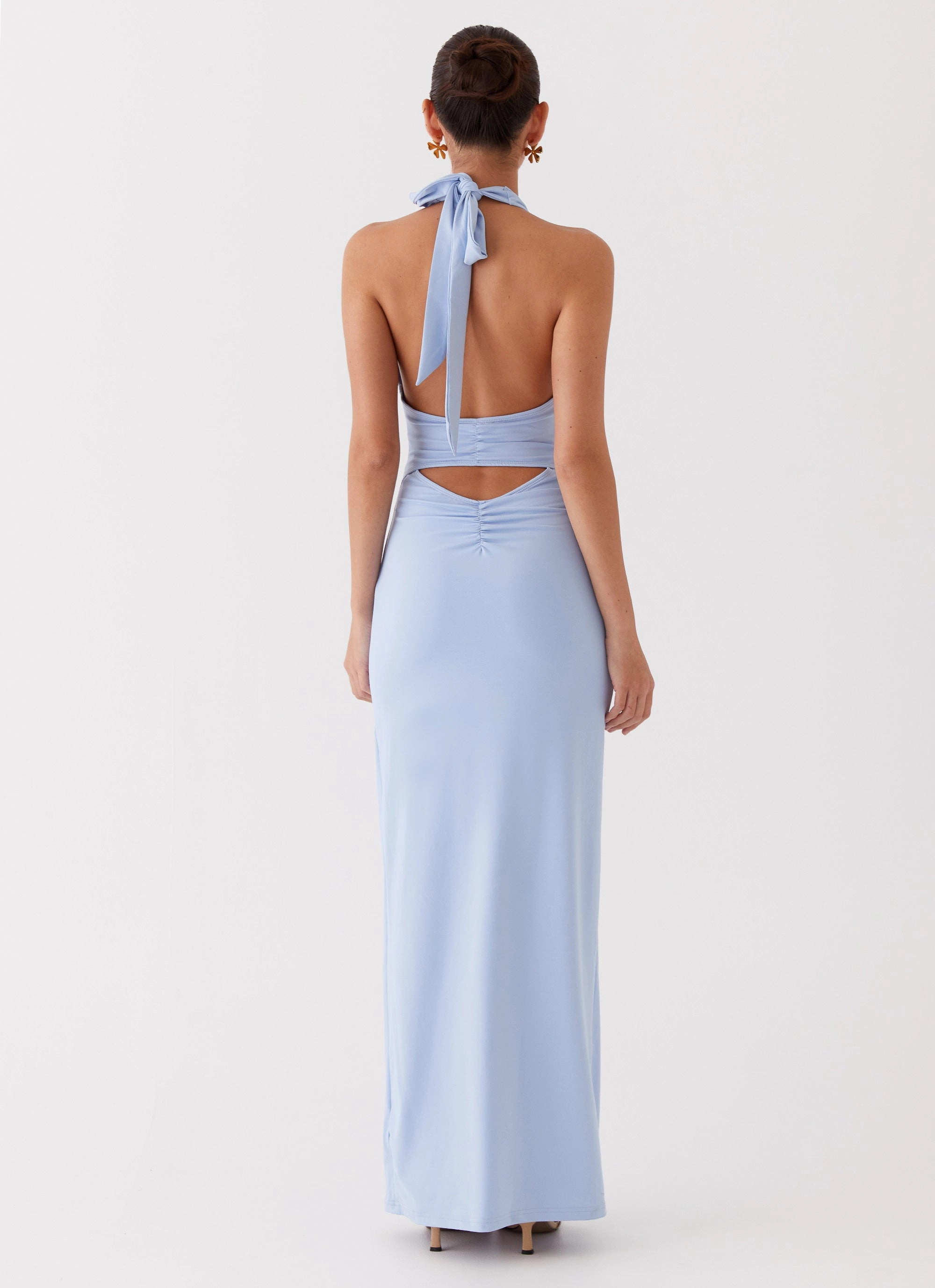 Flexible Cut Whisked Away Halterneck Maxi Dress - Blue