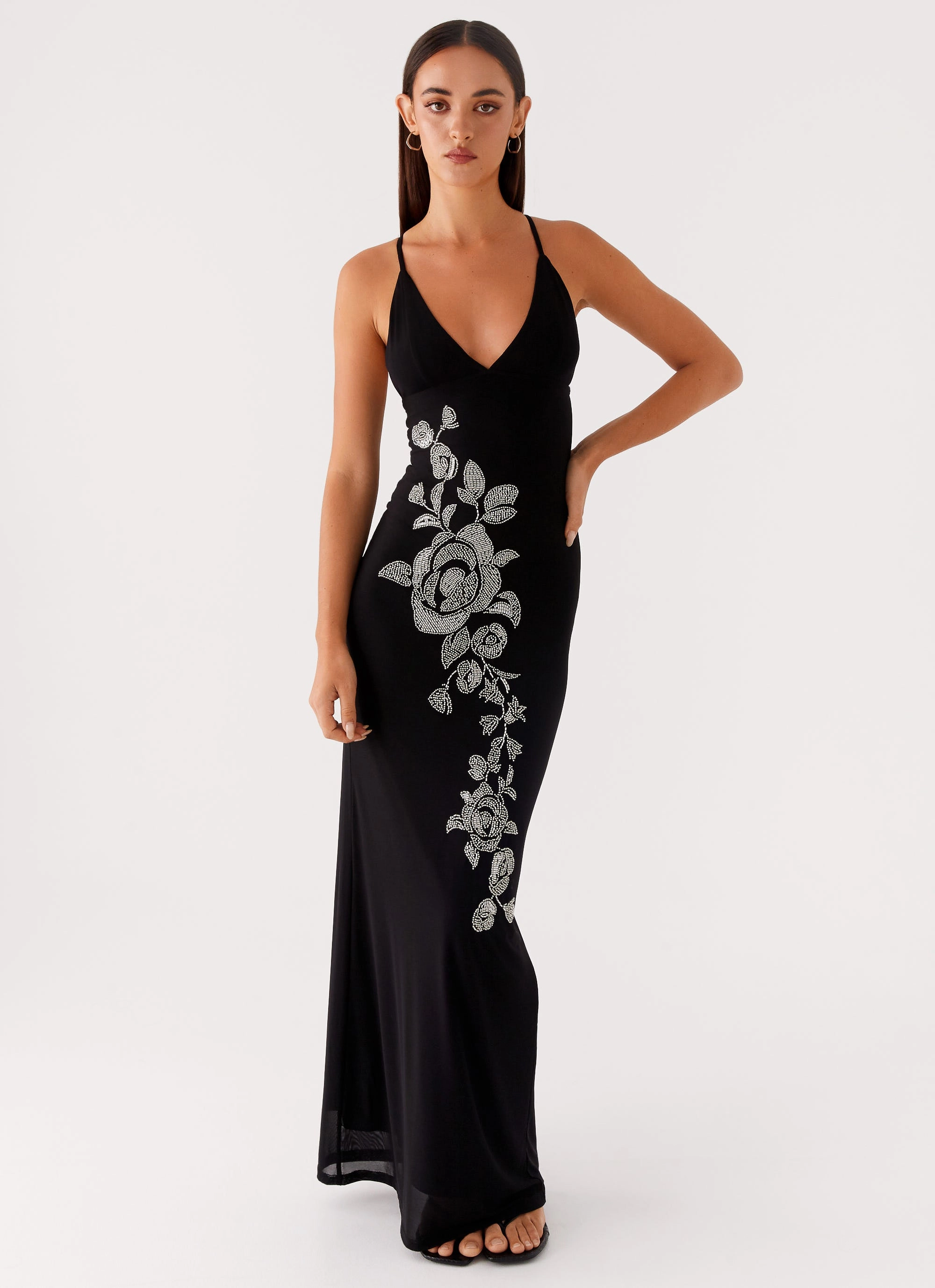 Beki Beaded Mesh Maxi Dress - Black Minimal Harmony Minimal Core