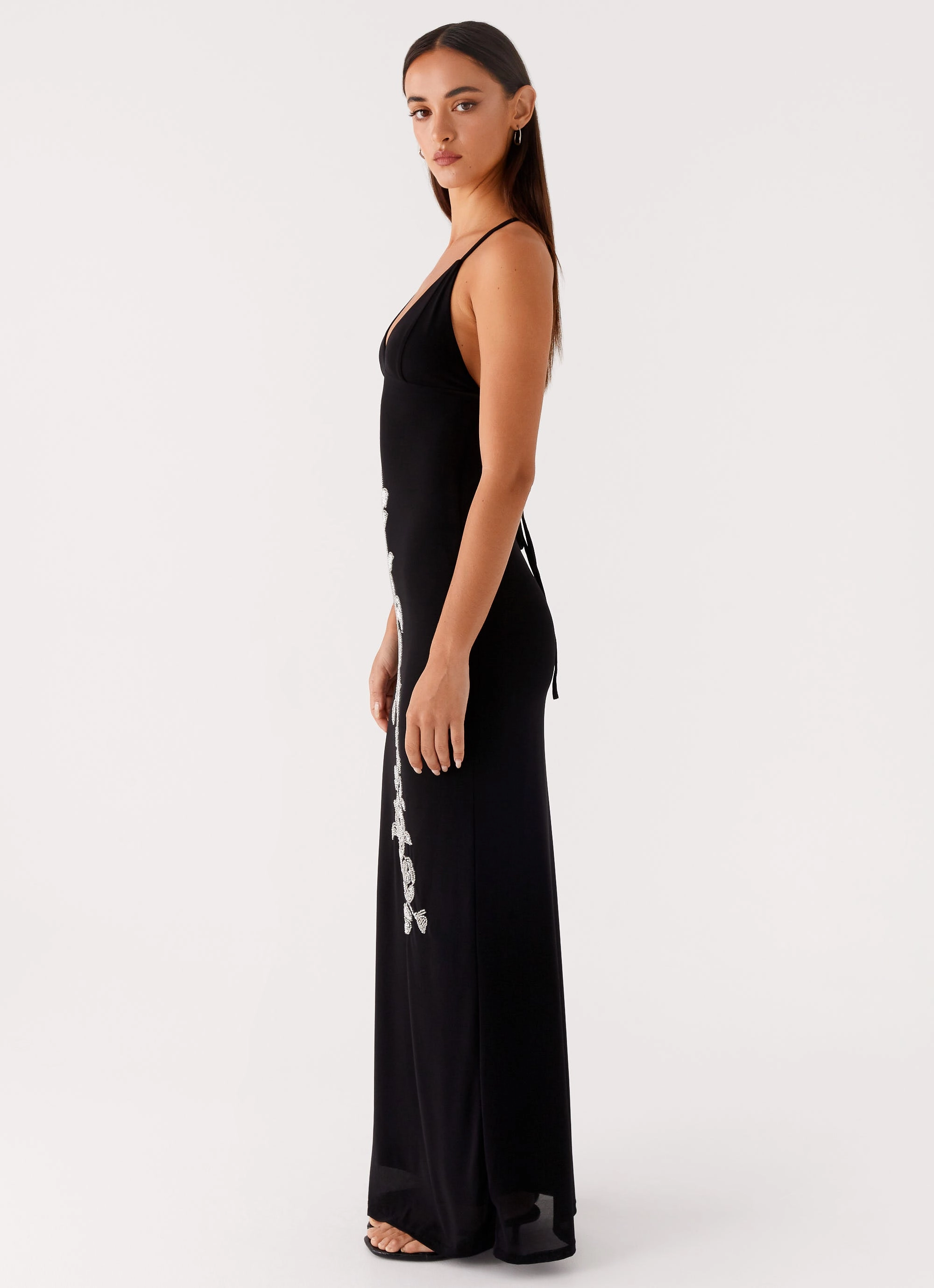 Editor??s-Pick Cozy Fit Beki Beaded Mesh Maxi Dress - Black