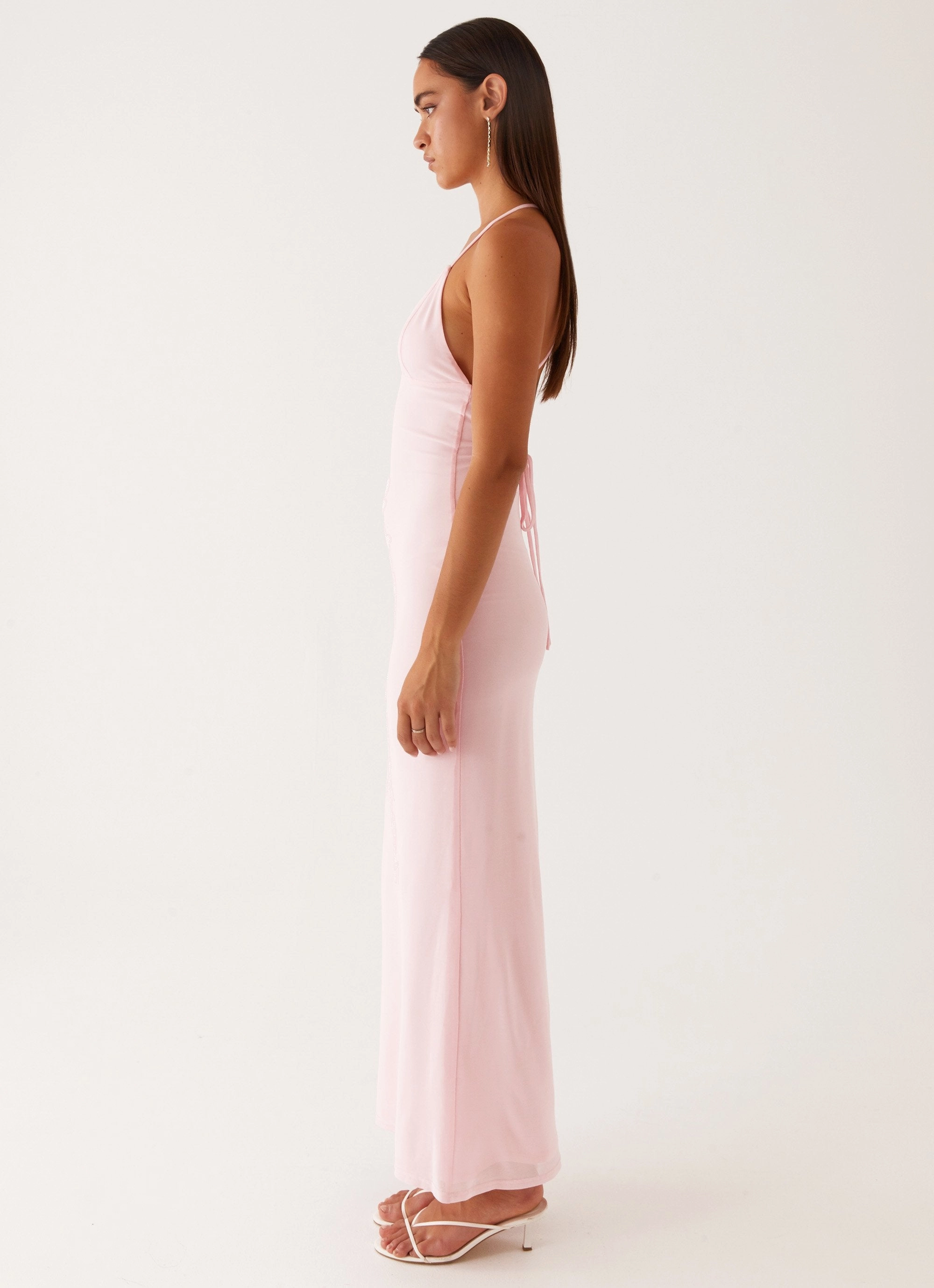 Beki Beaded Mesh Maxi Dress - Pink Relaxing Style Smooth Vibes
