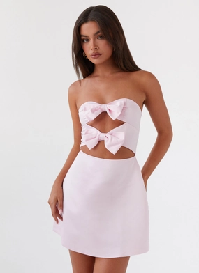 Girl Crush Bow Mini Dress - Pink City Rhythm
