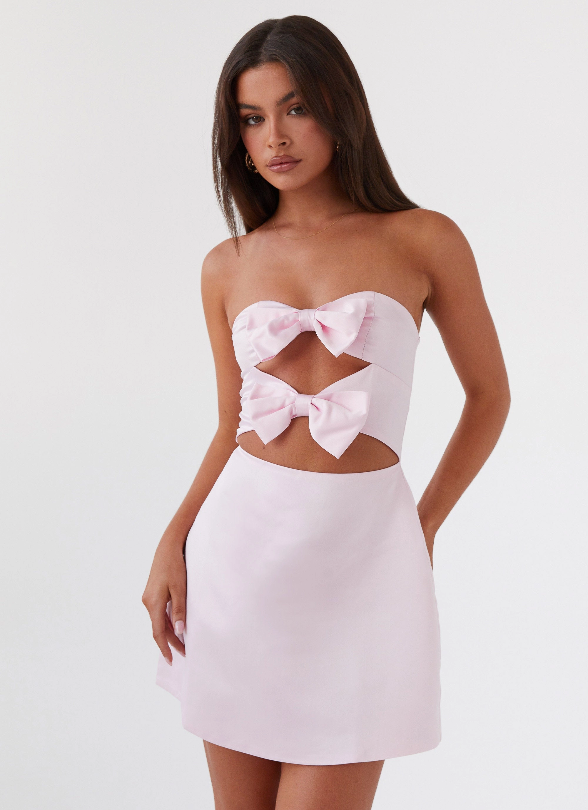 Girl Crush Bow Mini Dress - Pink City Rhythm