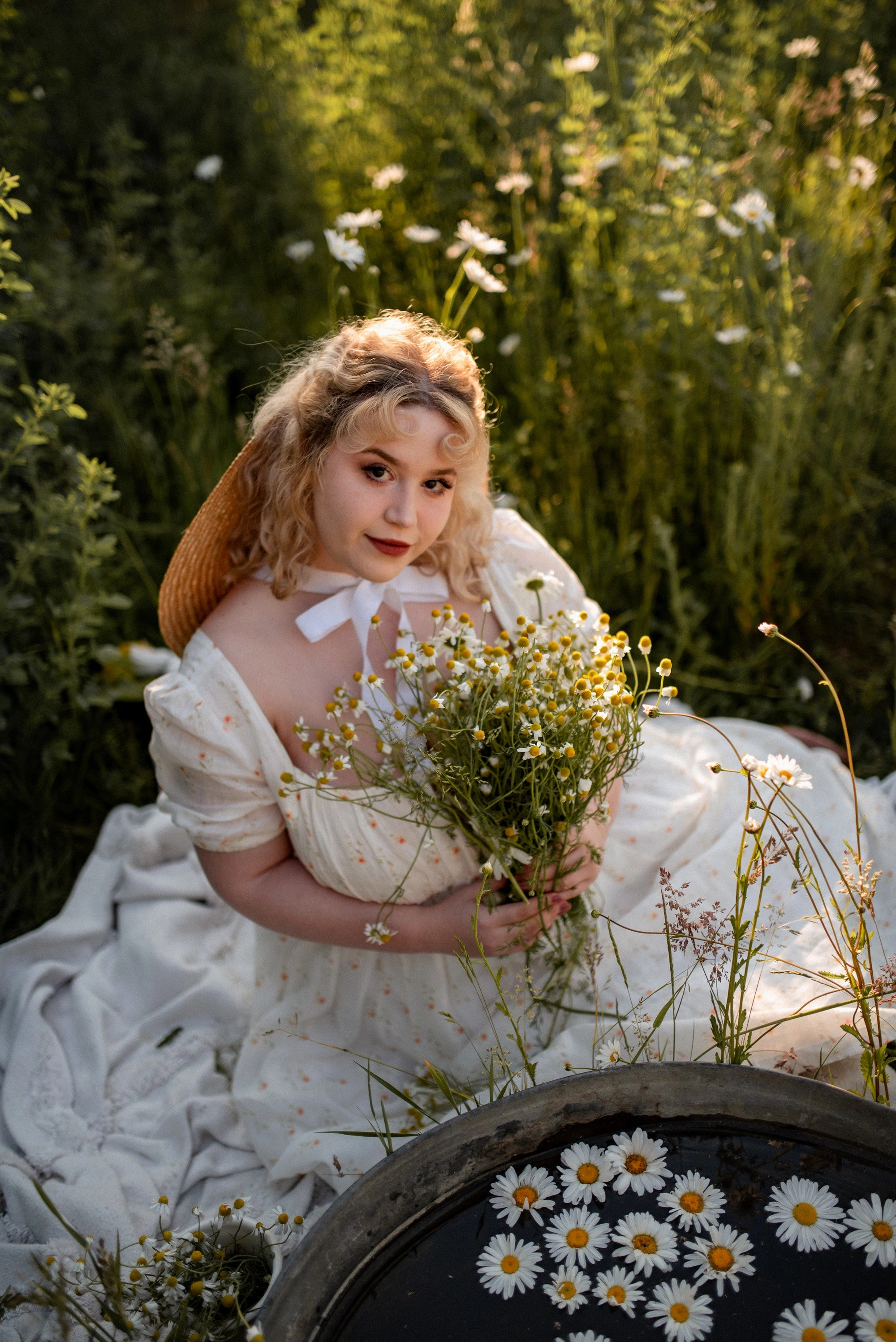 HighElasticity Fabric WaterRepellent Finish BERGAMOTE 20 |Floral Linen Dress