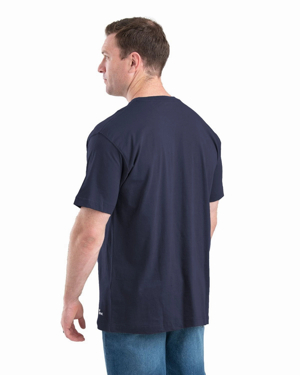 Berne Apparel Mens Heavyweight Pocket Tee Navy 100% Cotton S/S T-Shirt Performance Wear Fit Biodegradable Textile
