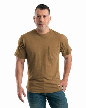 Berne Apparel Mens Performance Pocket Tee Brown Cotton Blend L/S T-Shirt Micro Perforation